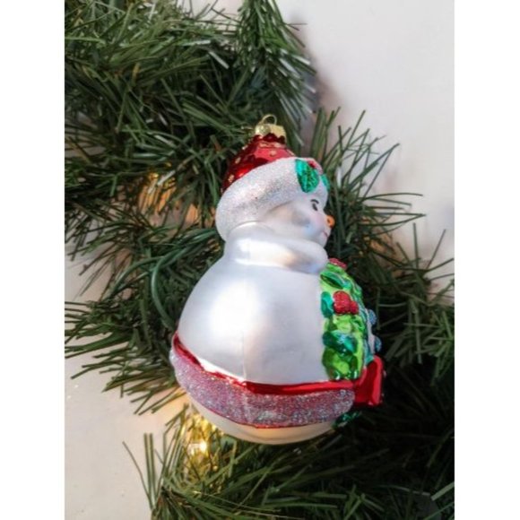 Snowman with Wreath Retired Old World Christmas Ornament - Picture 2 of 4